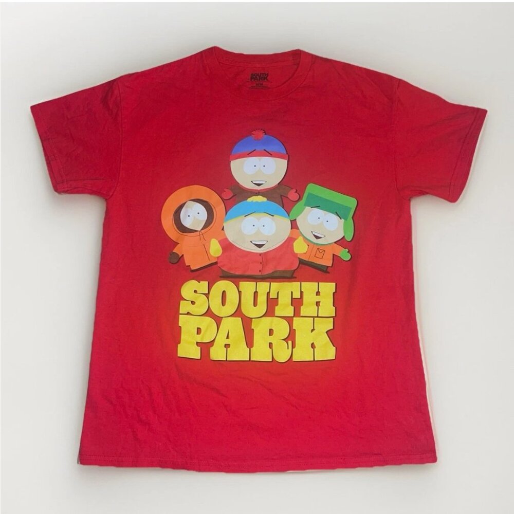 SOUTH PARK T shirt Medium Red Kenny Cartman Kyle Stan Graphic Tee Comedy Central